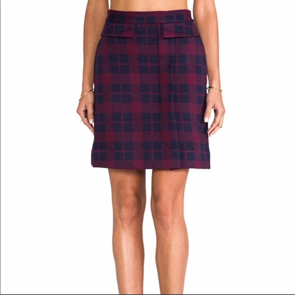 Marc By Marc Jacobs Dresses & Skirts - Marc By Marc Jacobs Maya Plaid Jacquard Skirt in Ink Blue Multi Size Large